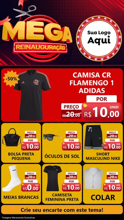 Modelo de Rede Social para Stories com o tema Mega Reinauguração para Roupas e acessórios
