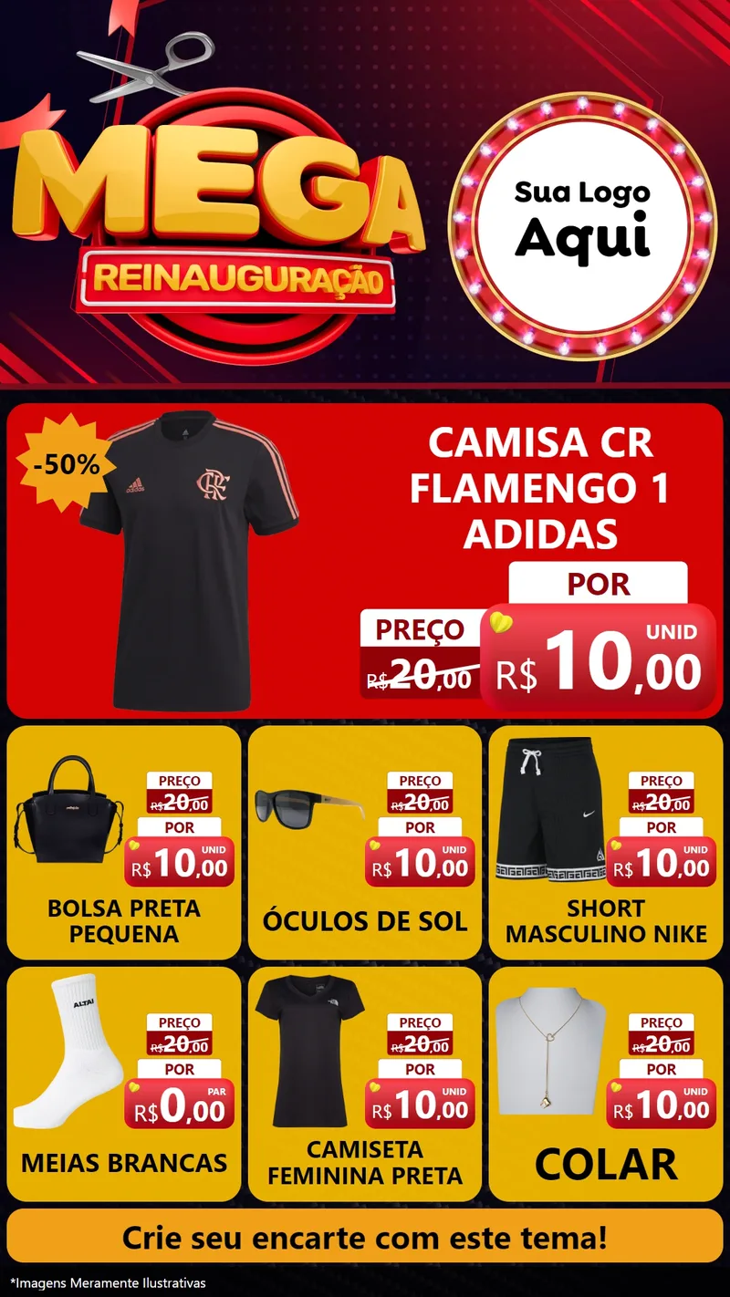 Modelo de Rede Social para Stories com o tema Mega Reinauguração para Roupas e acessórios