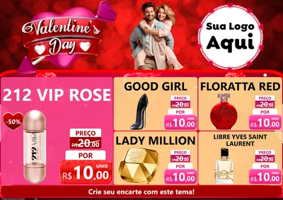 Modelo de Encarte para Encarte A4 Horizontal com o tema Valentine's Day para Perfumes