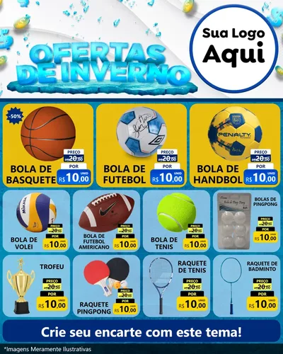 Modelo de Rede Social para Feed Instagram com o tema Ofertas de Inverno para Artigos Esportivos