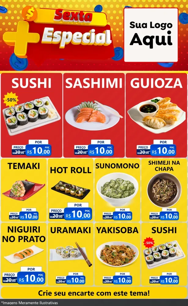 Modelo de Encarte para Encarte Grande com o tema Sexta Mais Especial para Comida japonesa