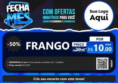 Modelo de Cartaz para Cartaz A4 Horizontal com o tema Fecha Mês para Assados