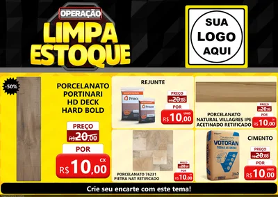 Modelo de Encarte para Encarte A4 Horizontal com o tema Operação Limpa Estoque para Pisos e revestimentos