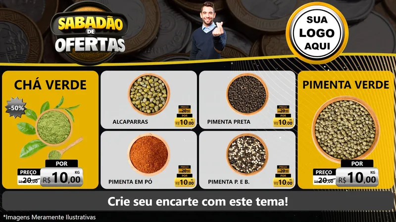 Modelo de TV para TV Horizontal com o tema Sabadão de Ofertas para Produtos Naturais