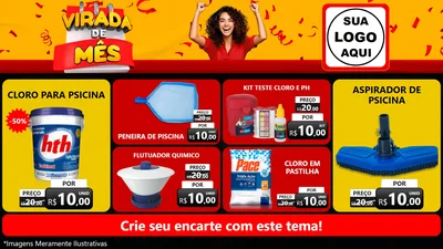 Modelo de TV para TV Horizontal com o tema Virada de Mês para Produtos para Piscina