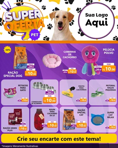 Modelo de Rede Social para Feed Instagram com o tema Super Oferta Pet para Pet Shop