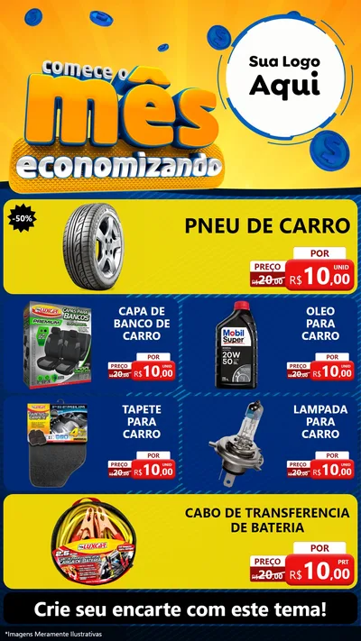 Modelo de TV para TV Vertical com o tema Comece O Mês Economizando para Auto peças