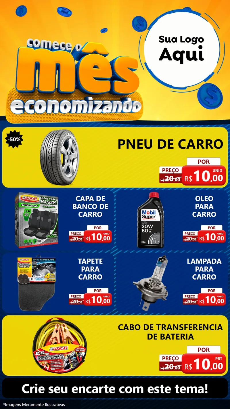 Modelo de TV para TV Vertical com o tema Comece O Mês Economizando para Auto peças