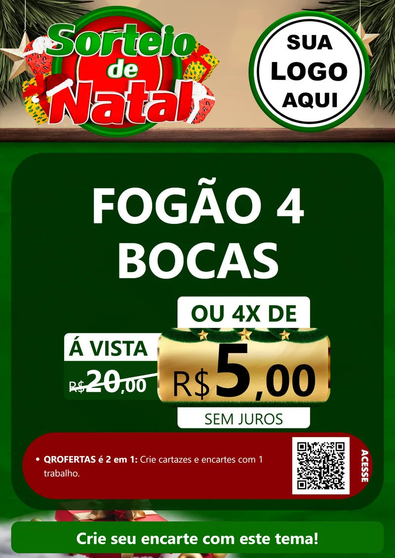Modelo de Cartaz para Cartaz A4 Vertical com o tema Sorteio de Natal para Móveis e Eletro