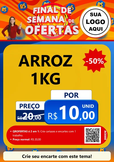 Modelo de Cartaz para Cartaz A4 Vertical com o tema Final de Semana de Ofertas para Supermercado
