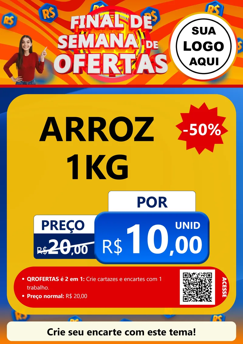Modelo de Cartaz para Cartaz A4 Vertical com o tema Final de Semana de Ofertas para Supermercado