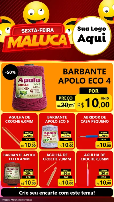Modelo de Rede Social para Stories com o tema Sexta-feira Maluca para Armarinho e Aviamentos