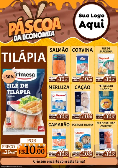Modelo de Encarte para Encarte A4 Vertical com o tema Páscoa da Economia para Peixaria