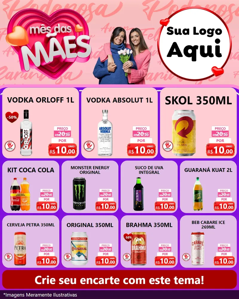 Modelo de Rede Social para Feed Instagram com o tema Mês Das Mães para Distribuidora de bebidas