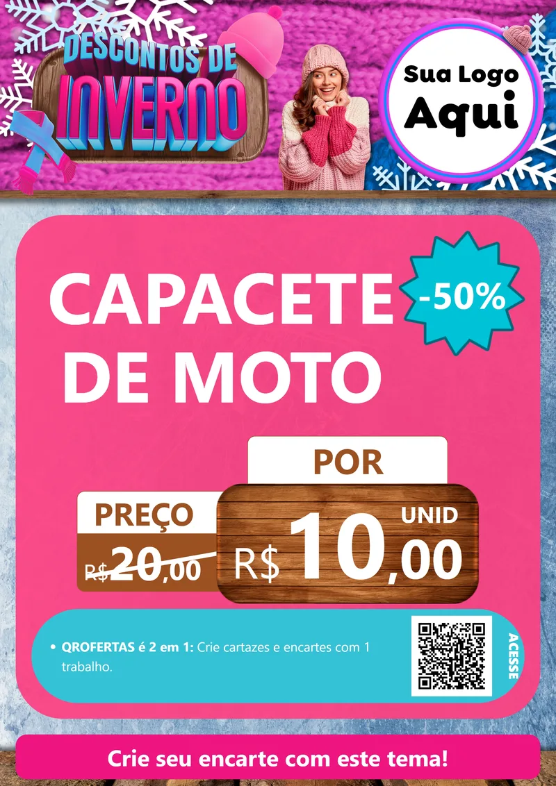 Modelo de Cartaz para Cartaz A4 Vertical com o tema Descontos de Inverno para Moto peças