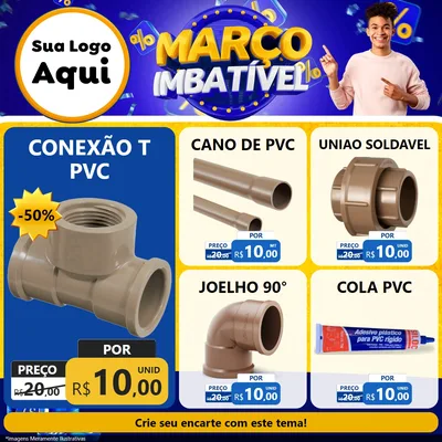 Modelo de Rede Social para Feed Facebook com o tema Março Imbatível para Tubos e conexões
