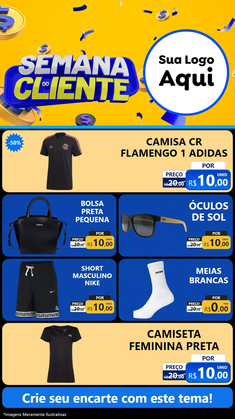 Modelo de TV para TV Vertical com o tema Semana do Cliente para Roupas e acessórios