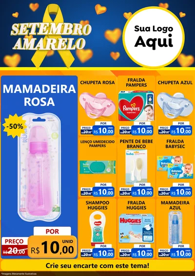 Modelo de Encarte para Encarte A4 Vertical com o tema Setembro Amarelo para Bebês