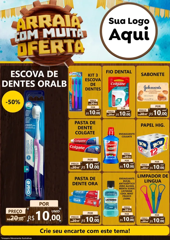 Modelo de Encarte para Encarte A4 Vertical com o tema Ofertas de São João - Junina para Higiene Pessoal