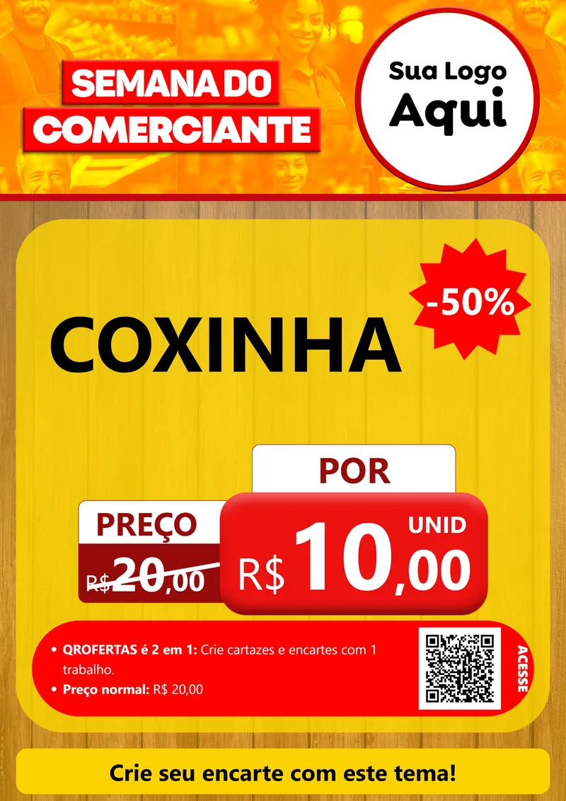 Modelo de Cartaz para Cartaz A4 Vertical com o tema Semana do Comerciante para Salgadaria