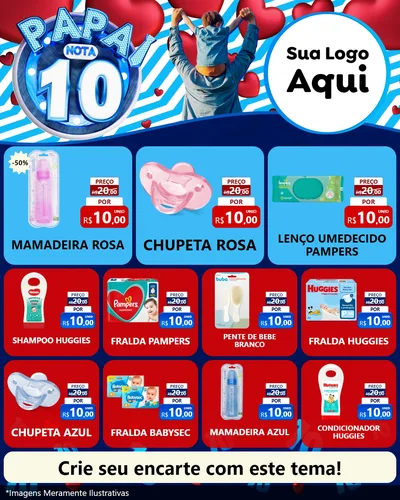 Modelo de Rede Social para Feed Instagram com o tema Papai Nota 10 para Bebês