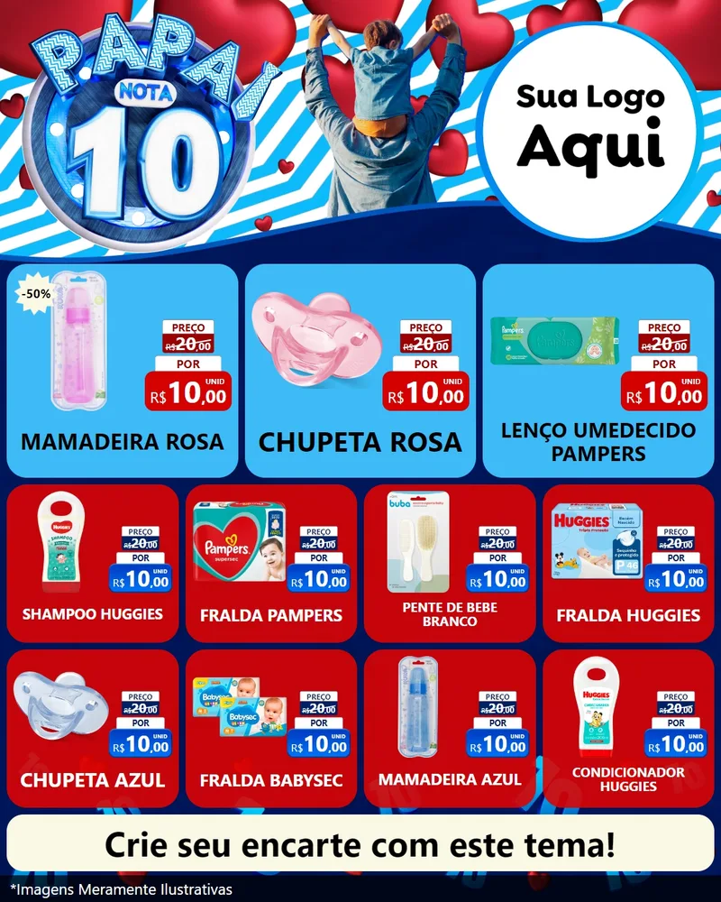 Modelo de Rede Social para Feed Instagram com o tema Papai Nota 10 para Bebês