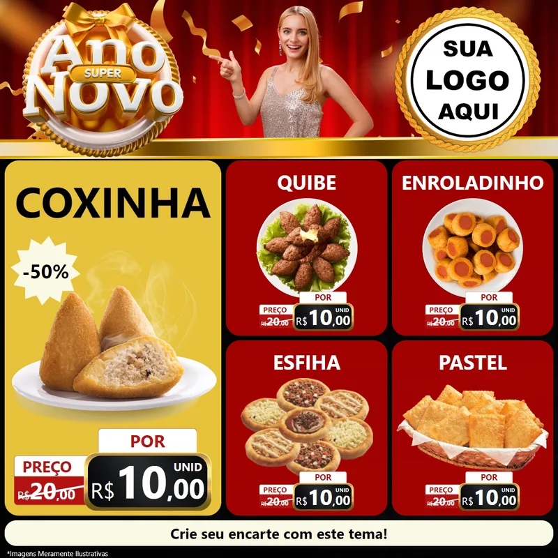 Modelo de Rede Social para Feed Facebook com o tema Super Ano Novo para Salgadaria
