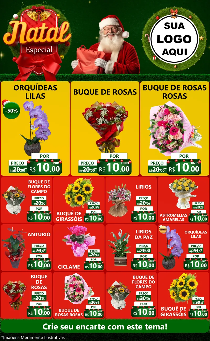 Modelo de Encarte para Encarte Grande com o tema Natal Especial para Floricultura e jardim