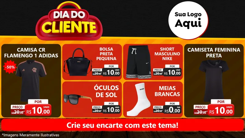 Modelo de TV para TV Horizontal com o tema Dia do Cliente para Roupas e acessórios