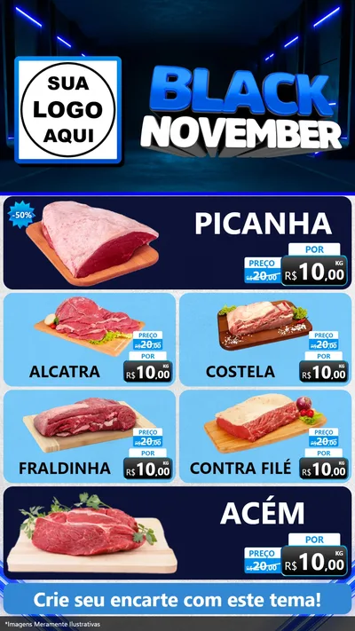 Modelo de TV para TV Vertical com o tema Black November para Açougue