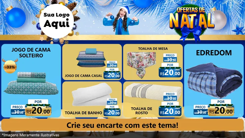 Modelo de TV para TV Horizontal com o tema Ofertas de Natal para Cama, Mesa e Banho