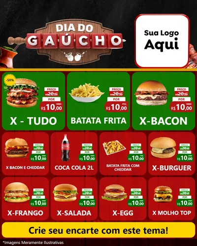 Modelo de Rede Social para Feed Instagram com o tema Dia do Gaúcho para Hamburgueria