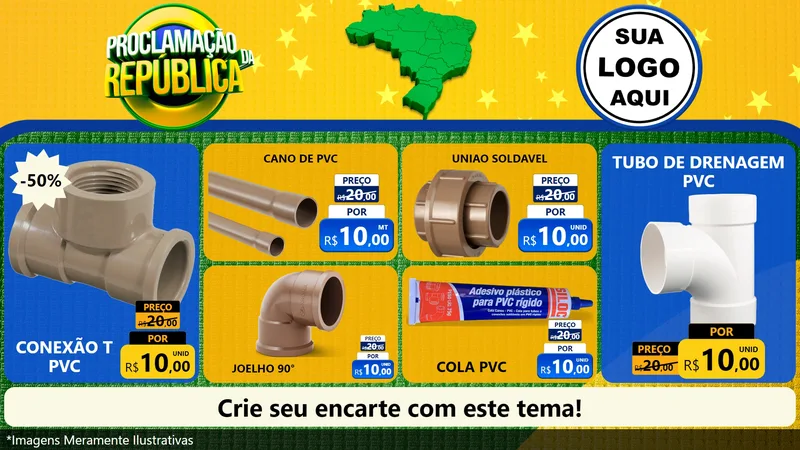 Modelo de TV para TV Horizontal com o tema Proclamação da República para Tubos e conexões