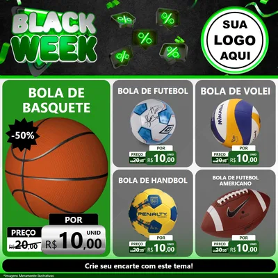Modelo de Rede Social para Feed Facebook com o tema Black Week para Artigos Esportivos