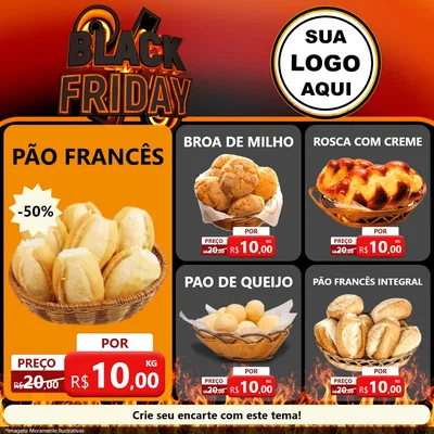 Modelo de Rede Social para Feed Facebook com o tema Black Friday para Padaria