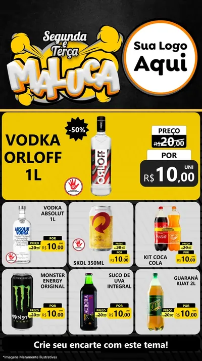 Modelo de Rede Social para Stories com o tema Segunda e Terça Maluca para Distribuidora de bebidas