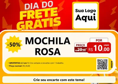 Modelo de Cartaz para Cartaz A4 Horizontal com o tema Dia do Frete Grátis para Papelaria
