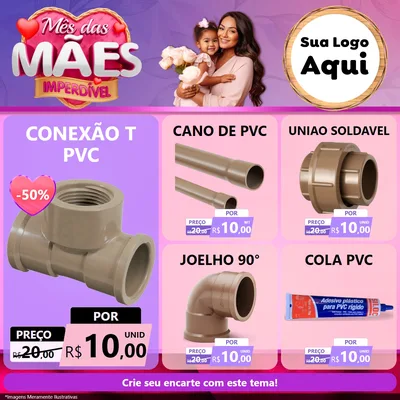 Modelo de Rede Social para Feed Facebook com o tema Mês das Mães Imperdível para Tubos e conexões