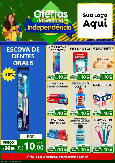 Modelo de Encarte para Encarte A4 Vertical com o tema Ofertas da Semana da Independência para Higiene Pessoal