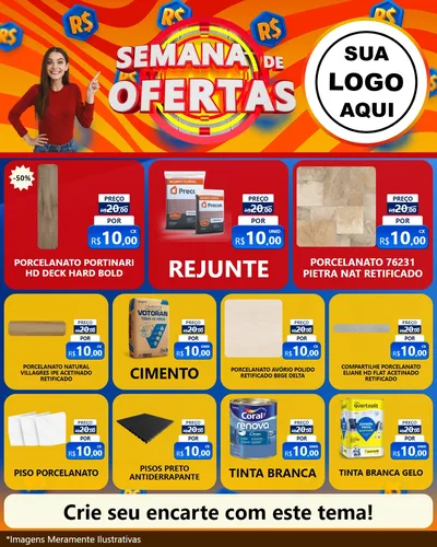 Modelo de Rede Social para Feed Instagram com o tema Semana de Ofertas para Pisos e revestimentos