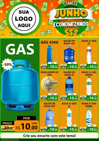 Modelo de Encarte para Encarte A4 Vertical com o tema Comece Junho Economizando para Água e gás