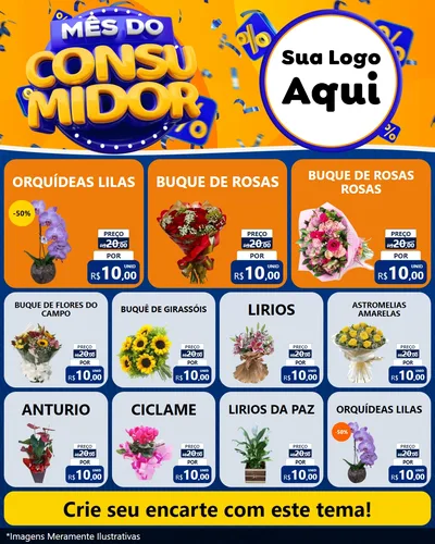 Modelo de Rede Social para Feed Instagram com o tema Mês do Consumidor para Floricultura e jardim