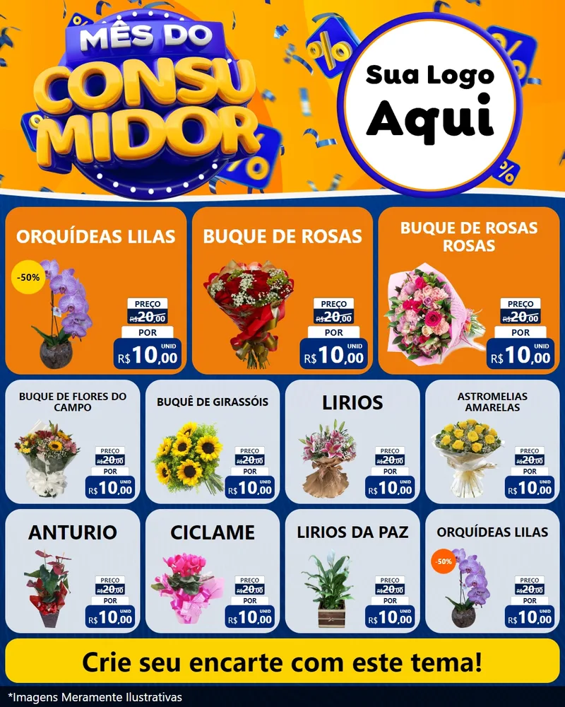 Modelo de Rede Social para Feed Instagram com o tema Mês do Consumidor para Floricultura e jardim
