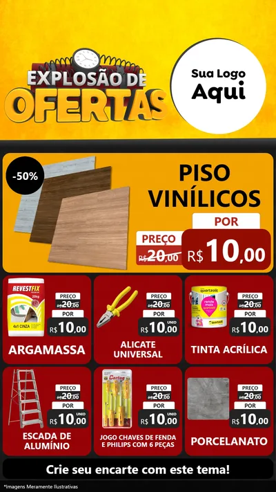 Modelo de Rede Social para Stories com o tema Explosão de Ofertas para Material para Construção