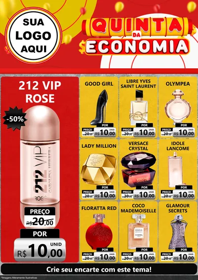 Modelo de Encarte para Encarte A4 Vertical com o tema Quinta da Economia para Perfumes
