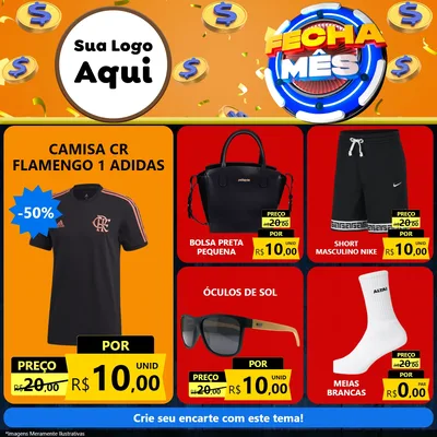 Modelo de Rede Social para Feed Facebook com o tema Fecha Mês para Roupas e acessórios