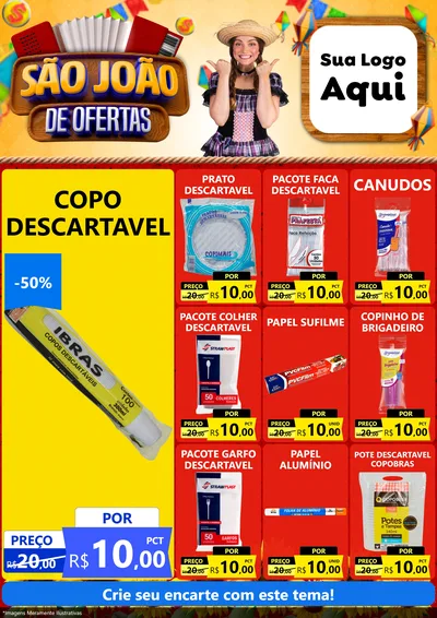 Modelo de Encarte para Encarte A4 Vertical com o tema São João de Ofertas para Embalagens