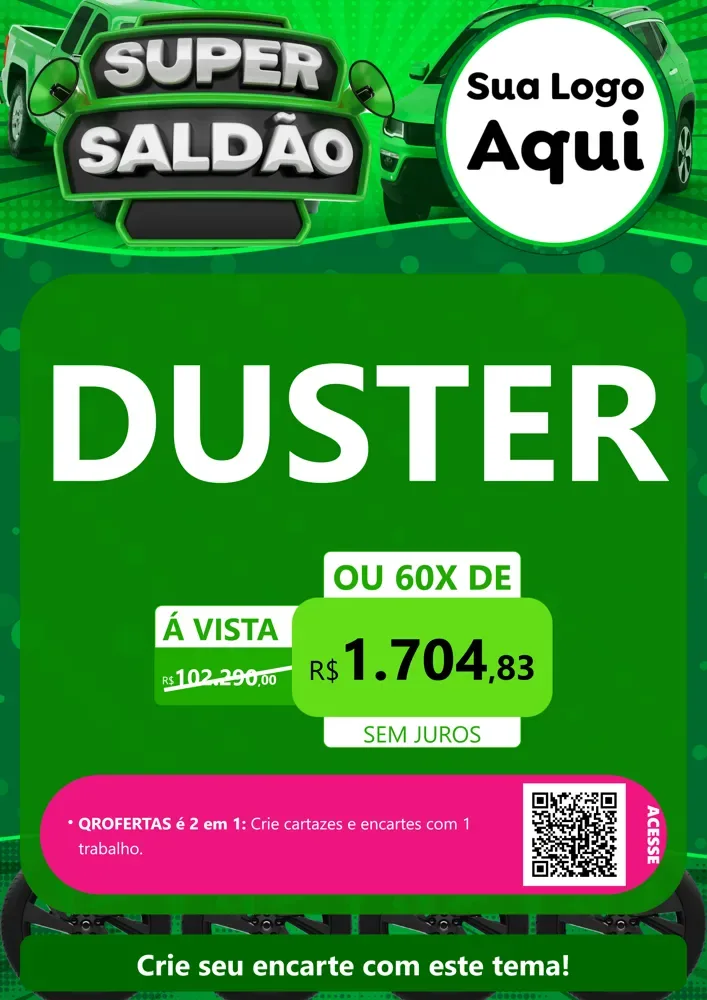 Modelo de Cartaz para Cartaz A4 Vertical com o tema Super Saldão - Carros para Concessionaria de Carros