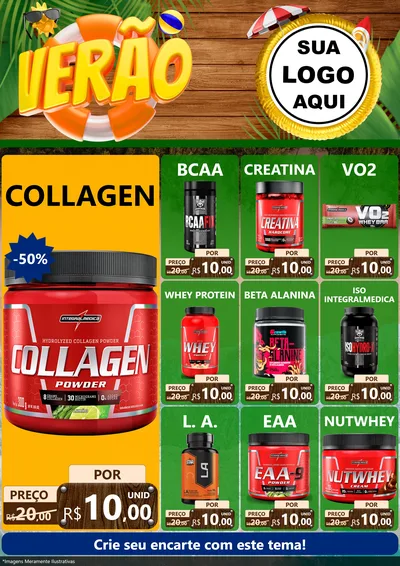 Modelo de Encarte para Encarte A4 Vertical com o tema Verão para Suplementos alimentares