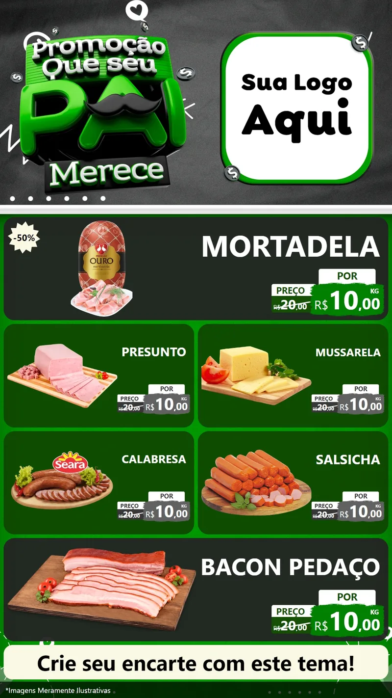 Modelo de TV para TV Vertical com o tema Promoção Que seu Pai Merece para Frios e Laticínios
